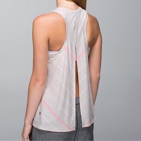 Lululemon All Tied Up Tank Pop Stripe Heathered Dune / Heathered Dune Sz 6 - Picture 2 of 12